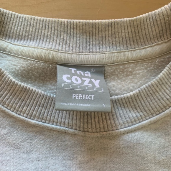 TNA Cozy Fleece Crewneck, Grey, Size S - Picture 2 of 4